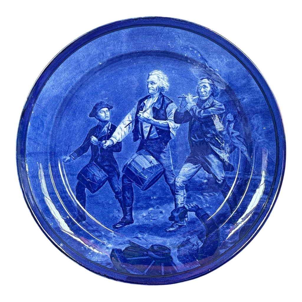 Antique Staffordshire Cauldon Flow Blue Charger - Spirit of 76 Revolutionary War