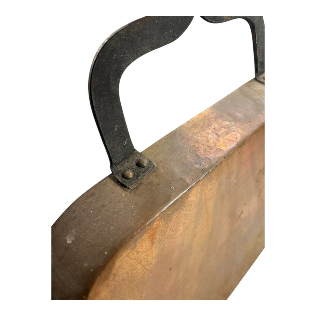 Antique French Copper Hearth Dripping Pan Skimmer with Wrought Iron Handle
