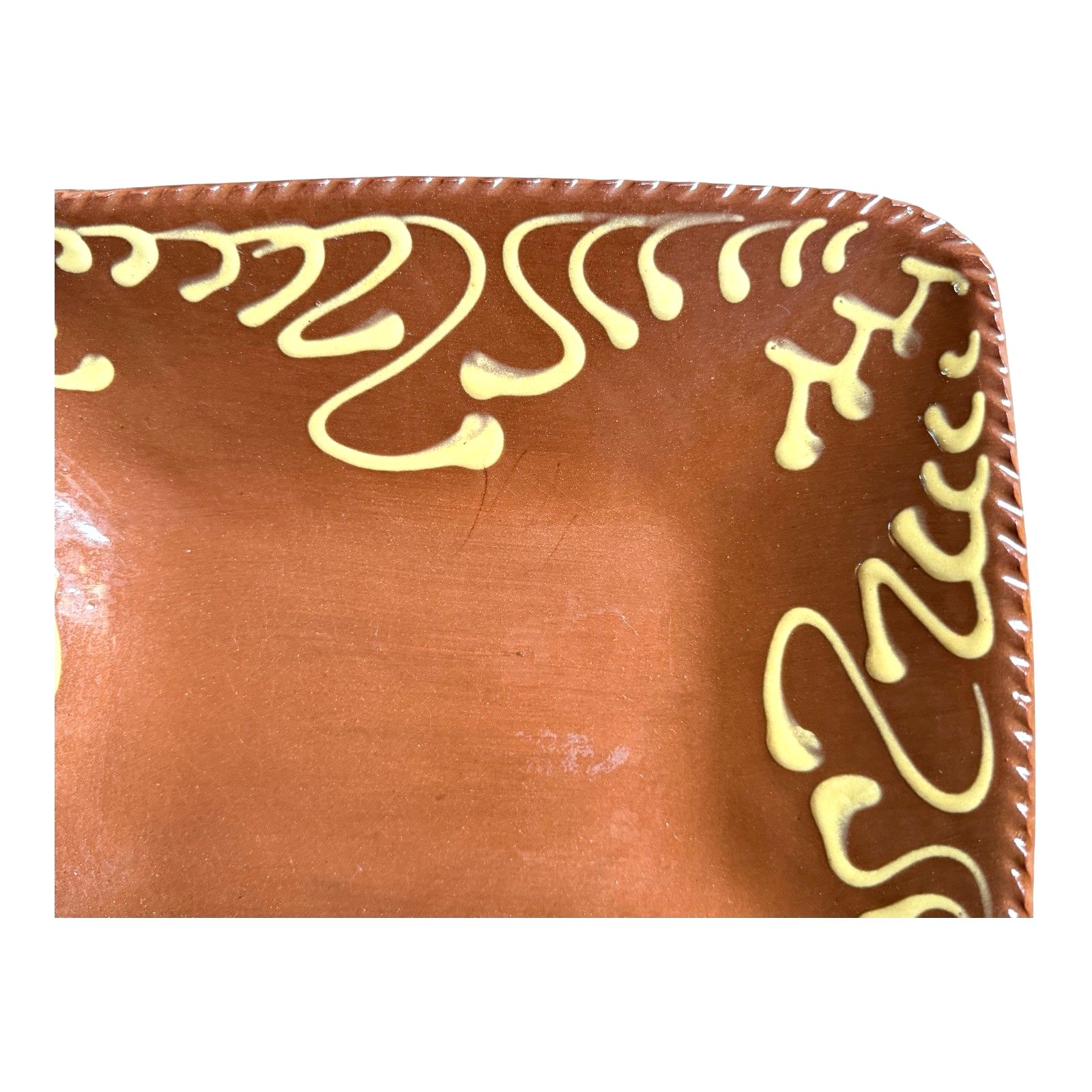 Vintage Henderson Redware Slip Decorated Slipware Studio Pottery Serving Dish
