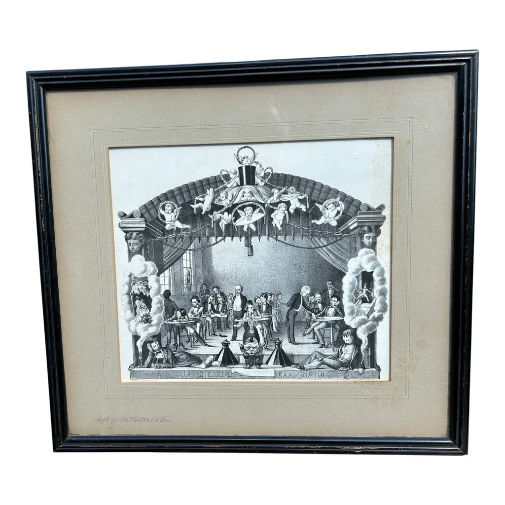 Antique Yale University Satirical Cartoon Print by Davenport - Framed
