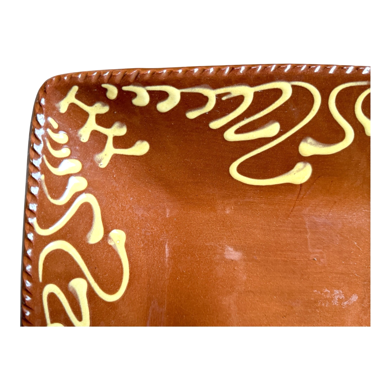Vintage Henderson Redware Slip Decorated Slipware Studio Pottery Serving Dish