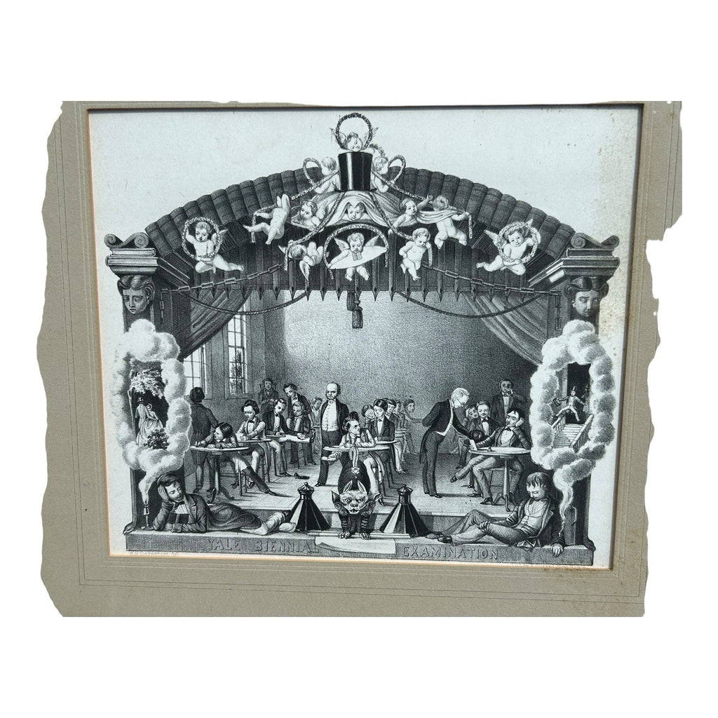 Antique Yale University Satirical Cartoon Print by Davenport - Framed