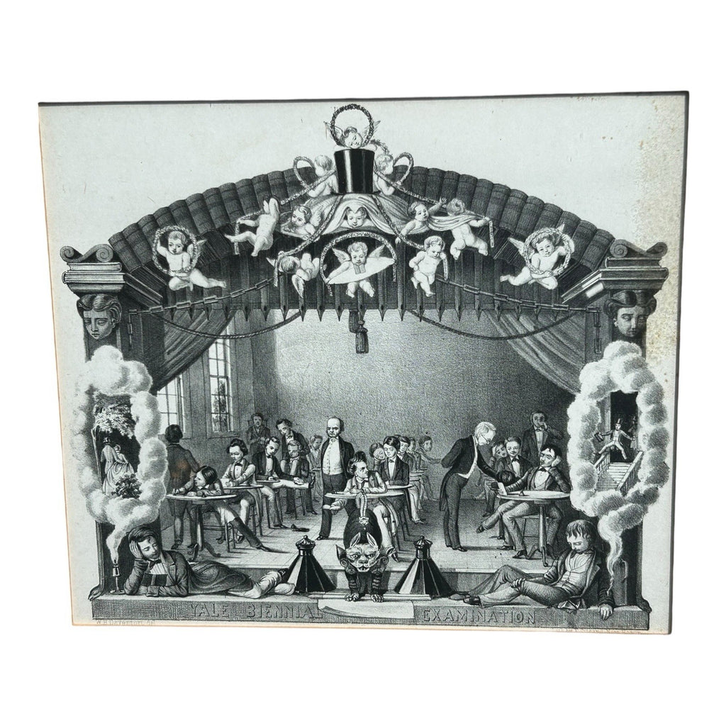 Antique Yale University Satirical Cartoon Print by Davenport - Framed