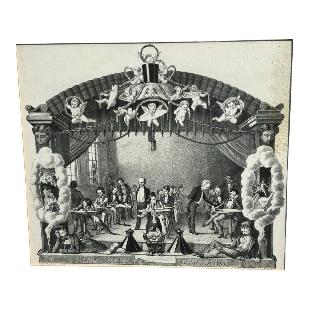 Antique Yale University Satirical Cartoon Print by Davenport - Framed