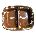 Antique Redware Slip Decorated Slipware Pottery Divided Serving Dish
