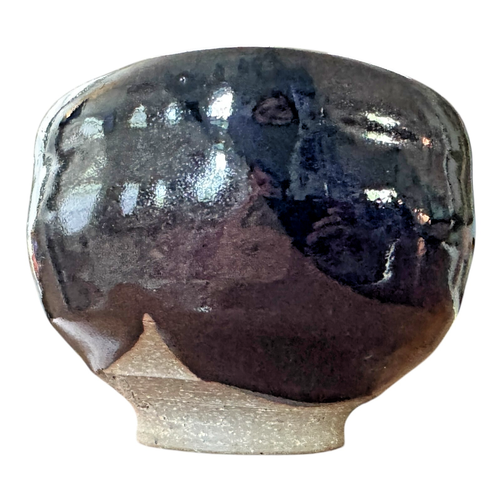Vintage Studio Art Pottery Metallic Glaze Chawan Tea Bowl - Signed, Makoto Yabe