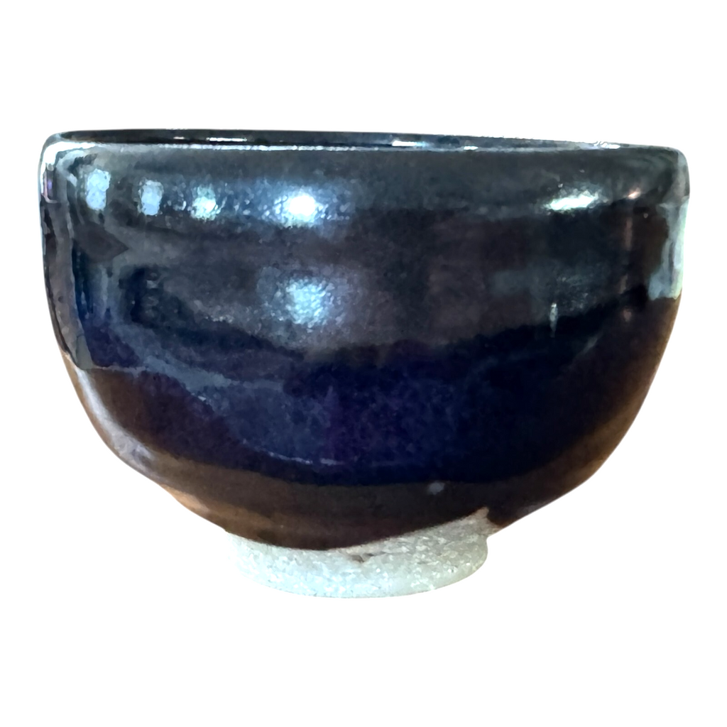 Vintage Studio Art Pottery Metallic Glaze Chawan Tea Bowl - Signed, Makoto Yabe