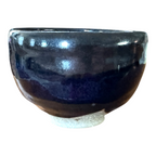 Vintage Studio Art Pottery Metallic Glaze Chawan Tea Bowl - Signed, Makoto Yabe
