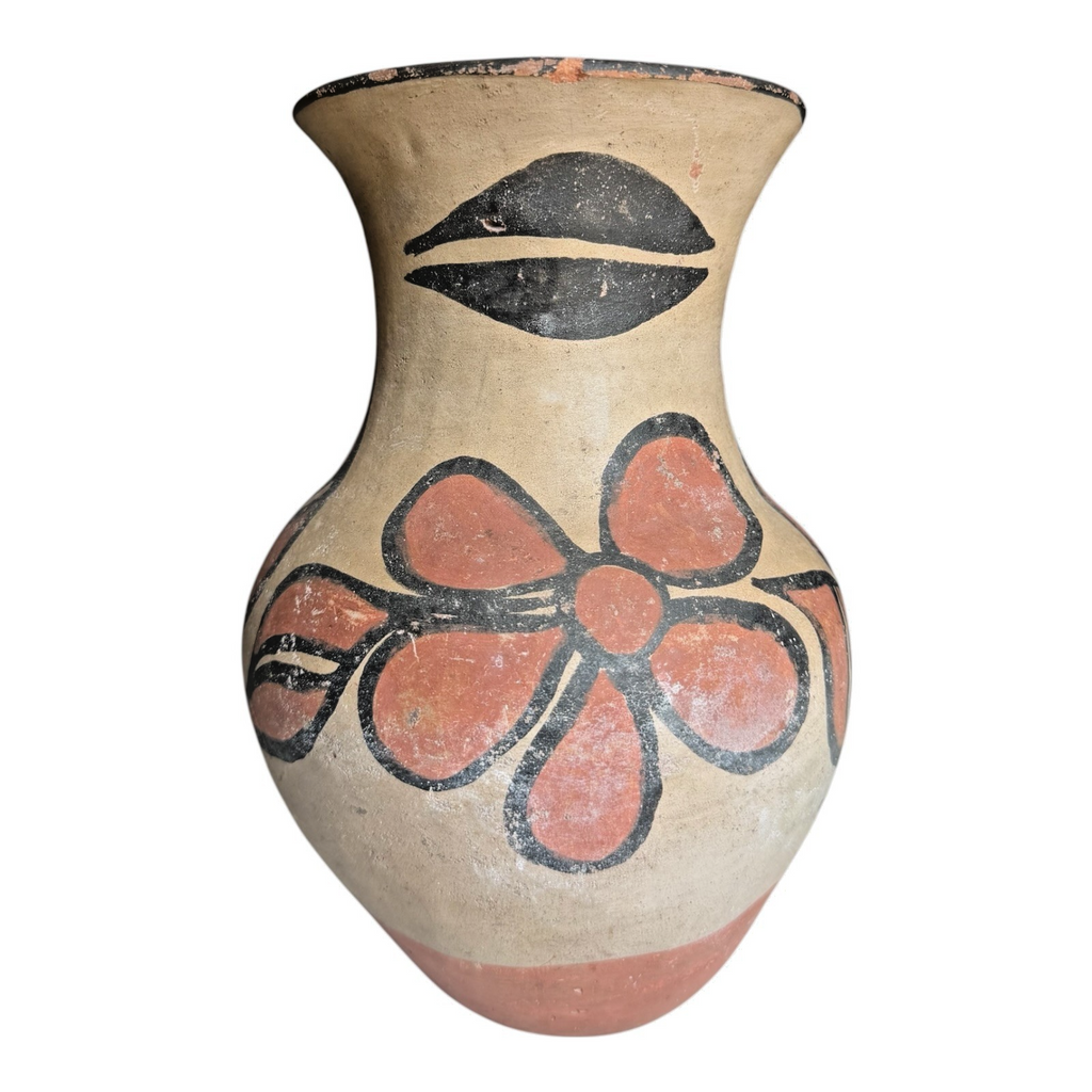 Vintage Santo Domingo Pueblo Native American Floral Pottery Vase
