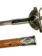 Vintage Toledo Spain Gold Silver Enamel Rapier Dagger Knife Letter Opener