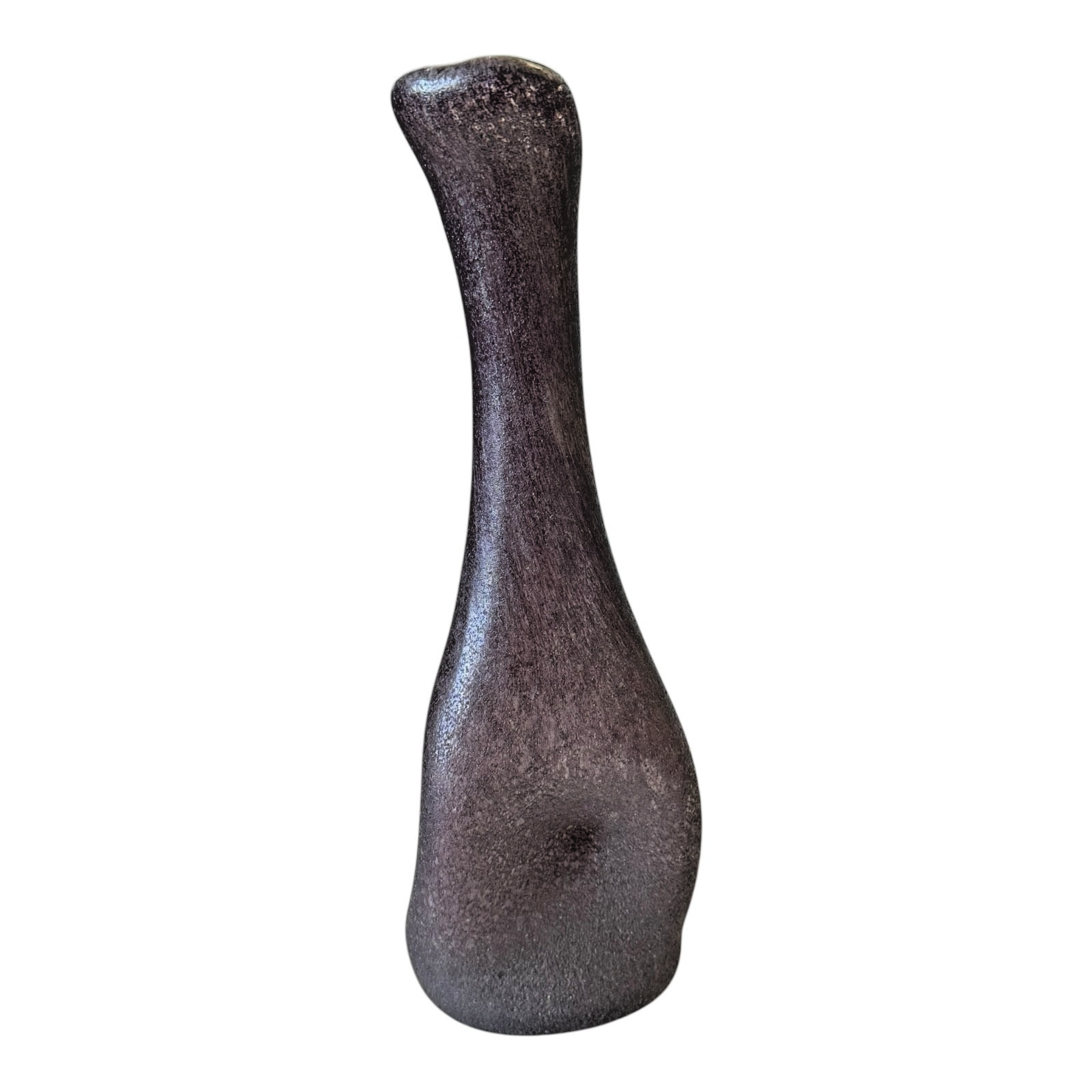 Vintage Mid-Century Modern Amethyst Purple Textured Art Glass Pinched Vase