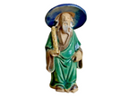 Antique Chinese Export Green Glazed Ceramic Pottery Mudman Figurine