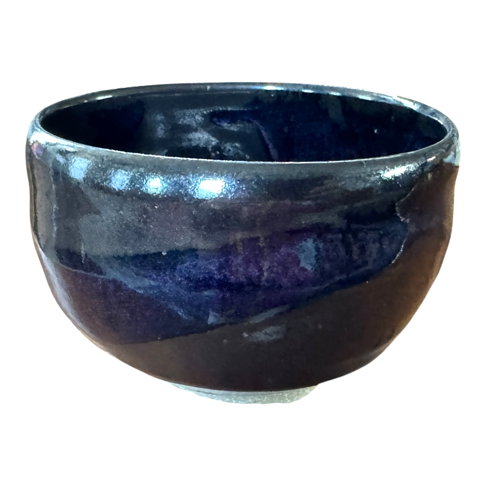Vintage Studio Art Pottery Metallic Glaze Chawan Tea Bowl - Signed, Makoto Yabe