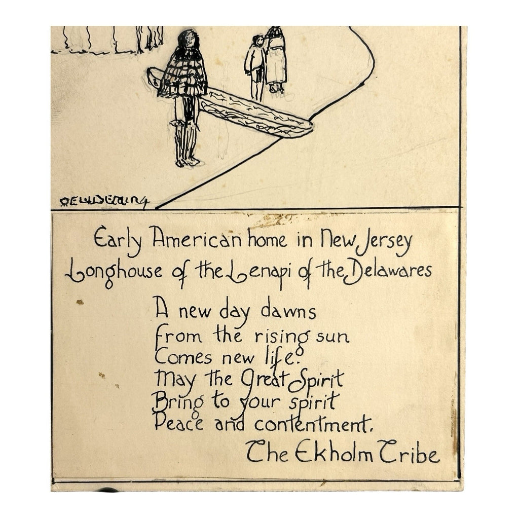 Vintage Native American Lenape People Print on Board w/ Poem by Delliderling