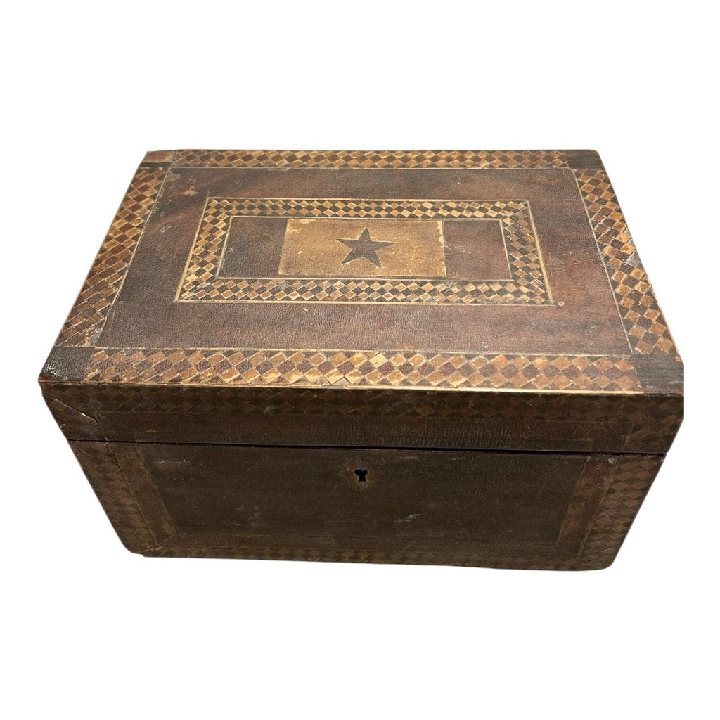 Antique English Tunbridge Ware Tea Caddy Box