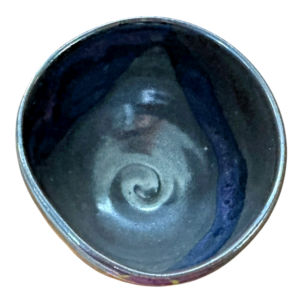 Vintage Studio Art Pottery Metallic Glaze Chawan Tea Bowl - Signed, Makoto Yabe