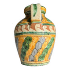 Vintage Italian Majolica Faience Sgraffito Pottery Double Handled Vase