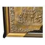 Antique Shadow Box Frame Brass Plague with Christopher Columbus Landing