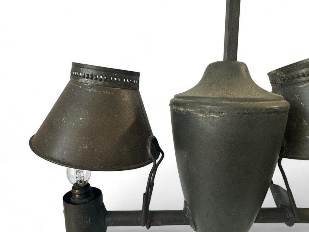 Antique Industrial Student Desk Lamp Double Shade Central Font Metal Lamp
