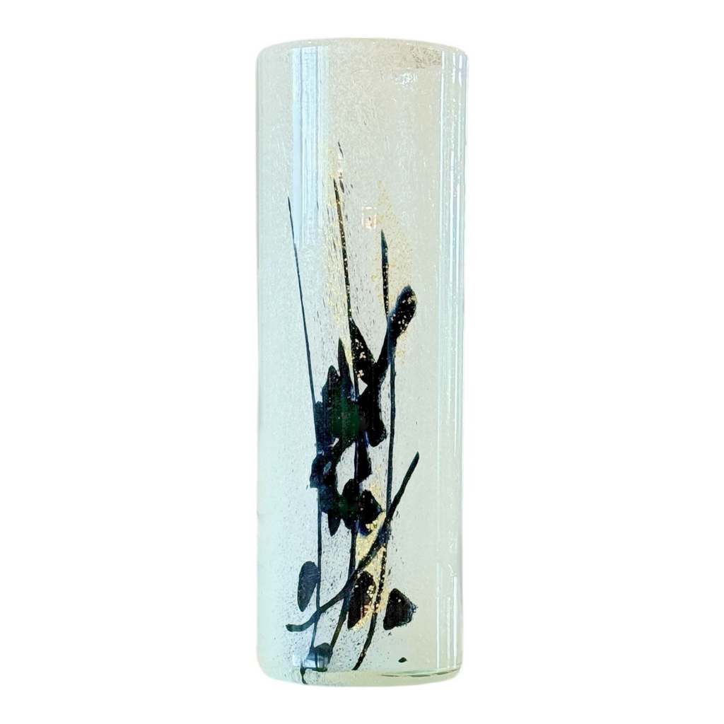 Vintage Toshichi Iwata Calligraphy Pulegoso Bubble Art Glass Vase