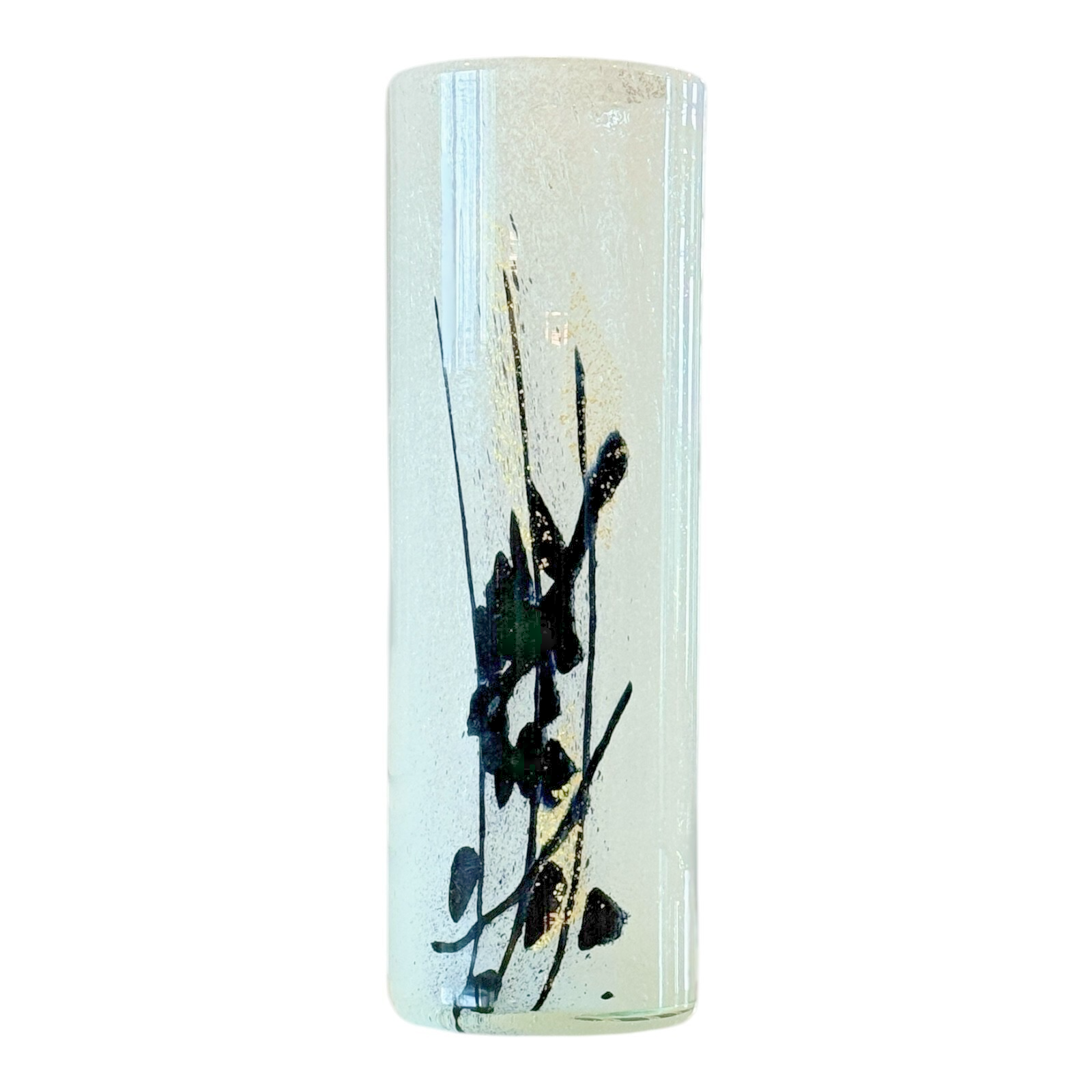 Vintage Toshichi Iwata Calligraphy Pulegoso Bubble Art Glass Vase