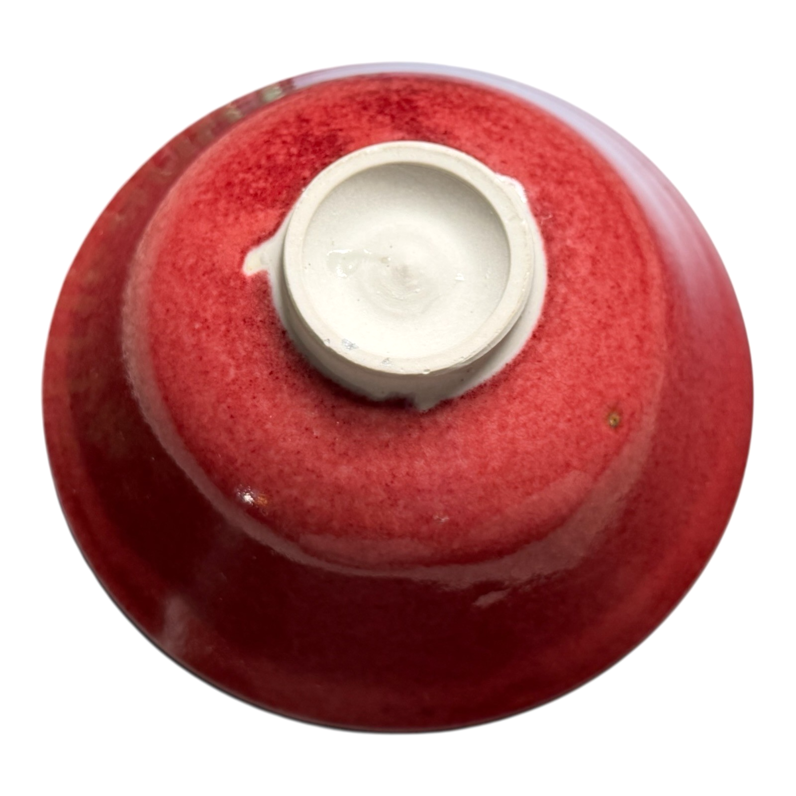 Vintage Studio Art Pottery Red Oxblood Glaze Chawan Matcha Tea Bowl
