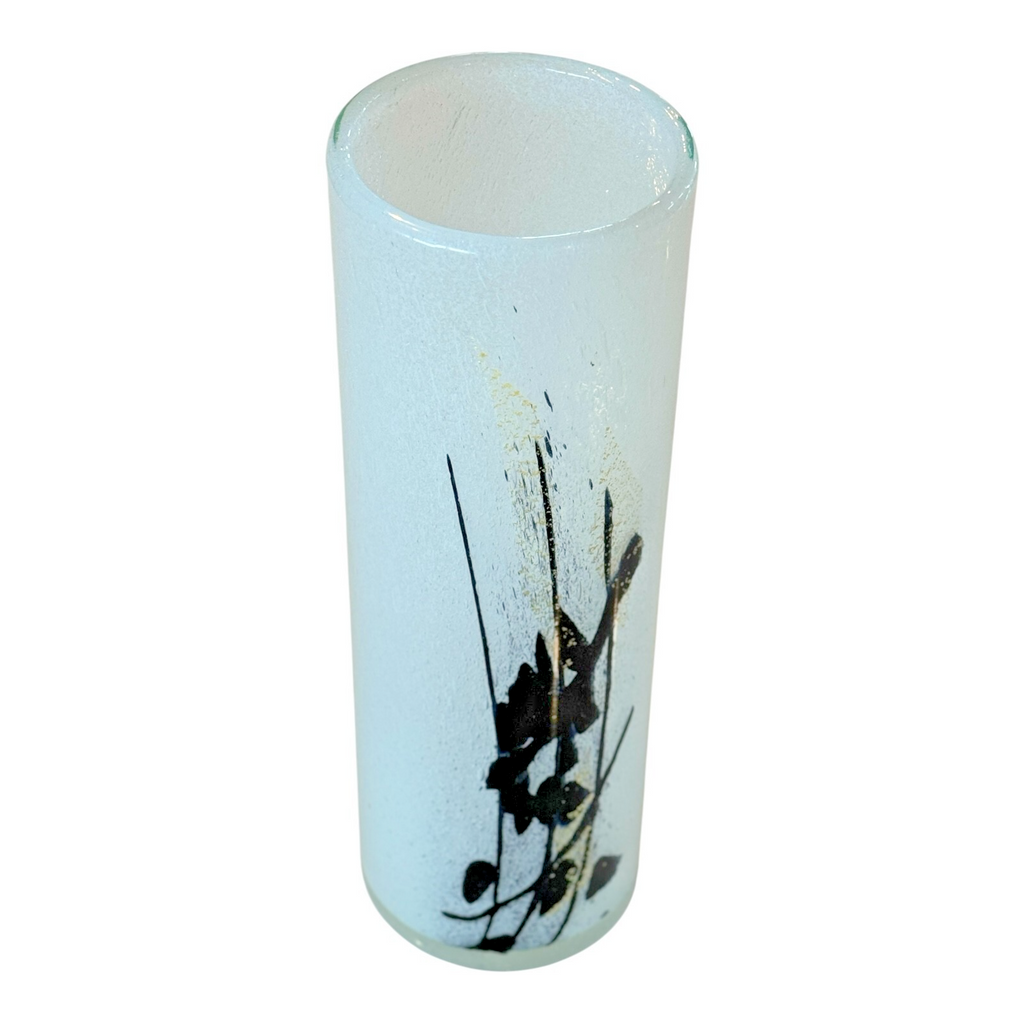 Vintage Toshichi Iwata Calligraphy Pulegoso Bubble Art Glass Vase