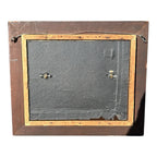 Antique Shadow Box Frame Brass Plague with Christopher Columbus Landing