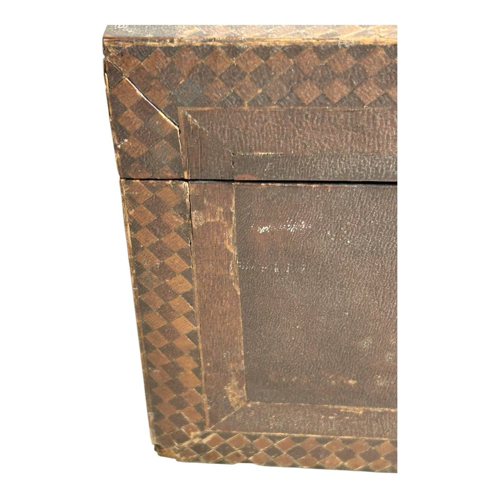 Antique English Tunbridge Ware Tea Caddy Box