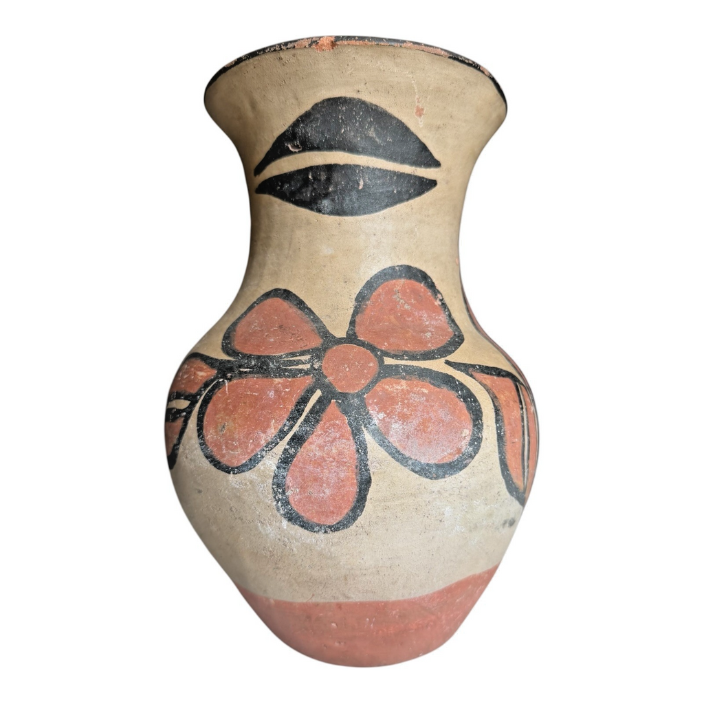 Vintage Santo Domingo Pueblo Native American Floral Pottery Vase