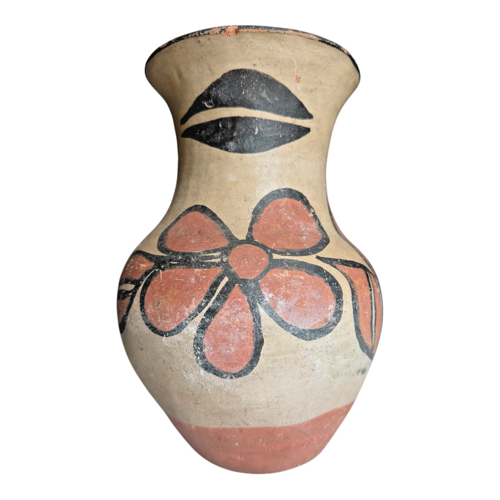 Vintage Santo Domingo Pueblo Native American Floral Pottery Vase