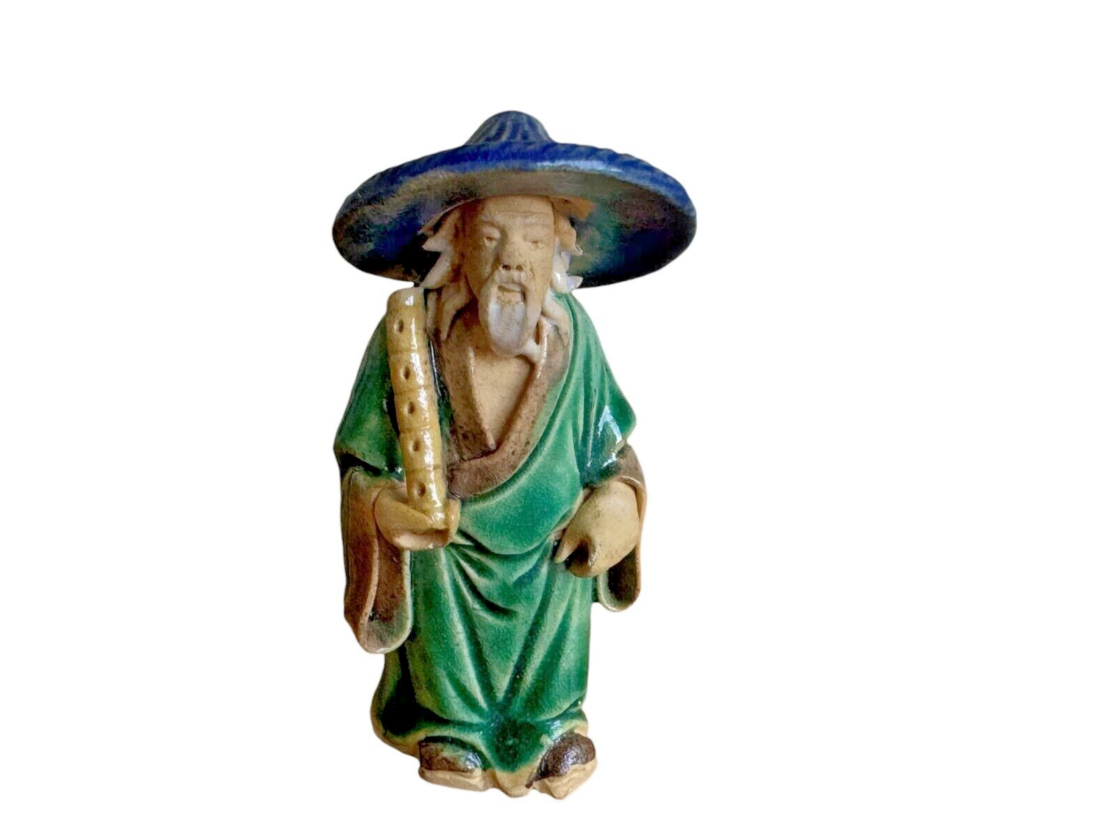 Antique Chinese Export Green Glazed Ceramic Pottery Mudman Figurine