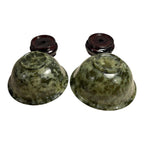 Vintage Set of Two 2 Spinach Jade Bowls from China in Presentation Box