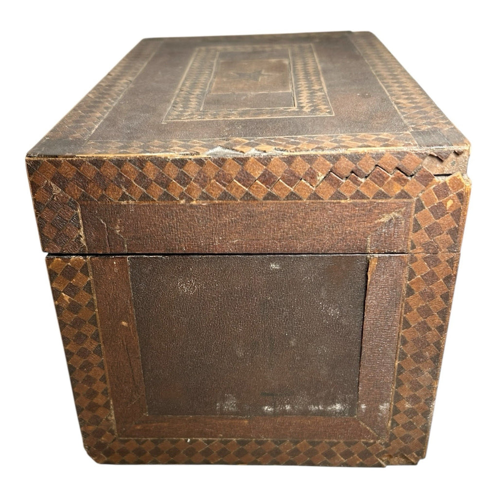 Antique English Tunbridge Ware Tea Caddy Box