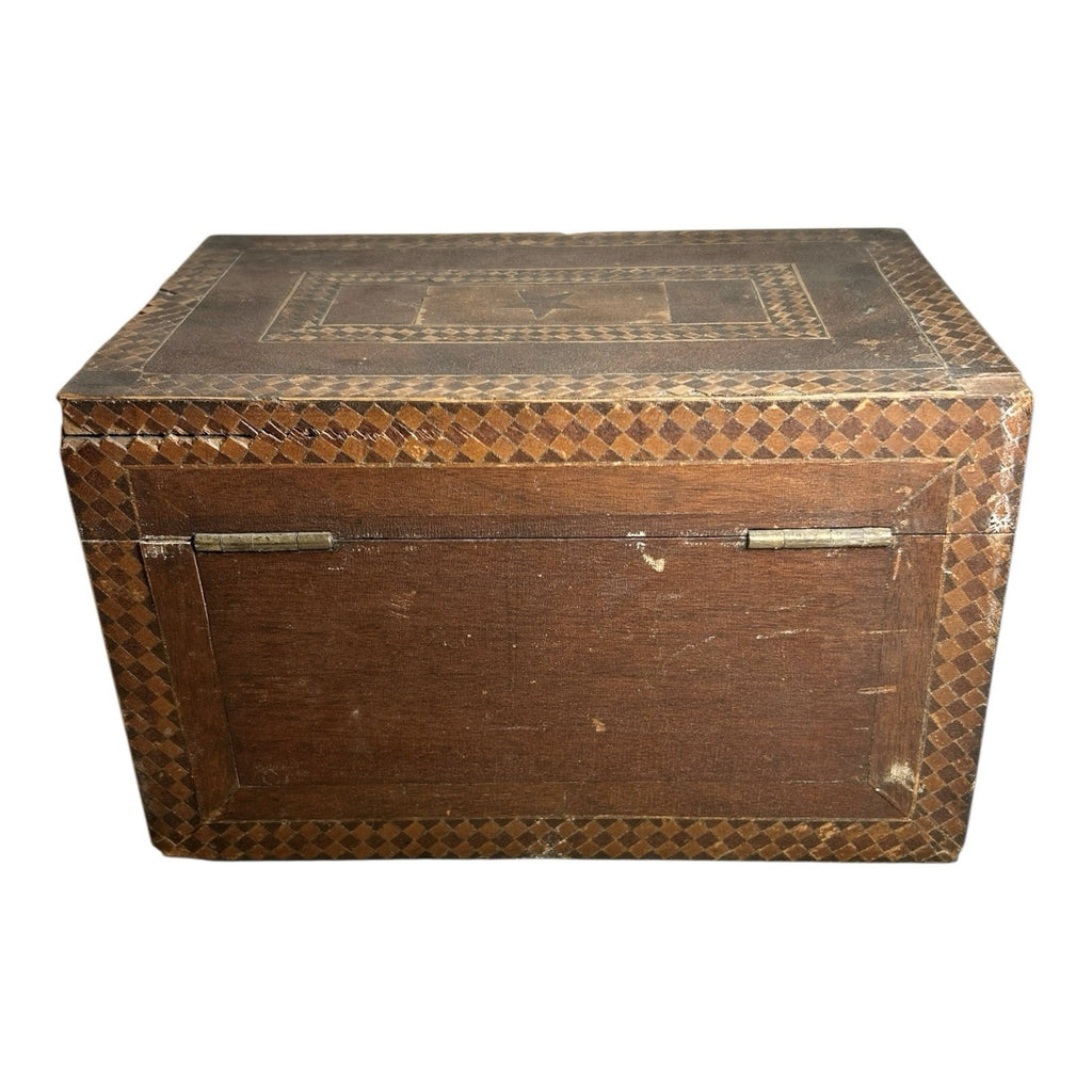 Antique English Tunbridge Ware Tea Caddy Box