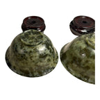 Vintage Set of Two 2 Spinach Jade Bowls from China in Presentation Box