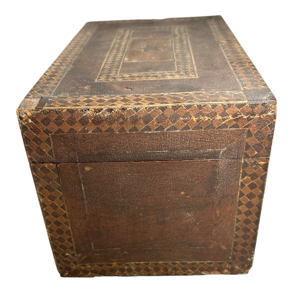 Antique English Tunbridge Ware Tea Caddy Box