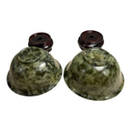 Vintage Set of Two 2 Spinach Jade Bowls from China in Presentation Box