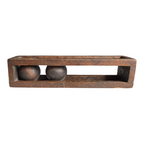 Vintage Folk Art Whimsy Hand Carved Wood Ball in Cage Sculpture - Signed