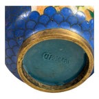 Antique Chinese Brass Cloisonne Blue Painted Floral Vases - Set of Two
