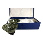 Vintage Set of Two 2 Spinach Jade Bowls from China in Presentation Box