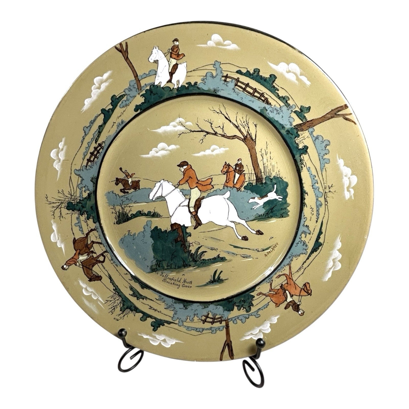 Antique Buffalo Pottery Deldare Ware Plate - Fallowfield Hunt Series
