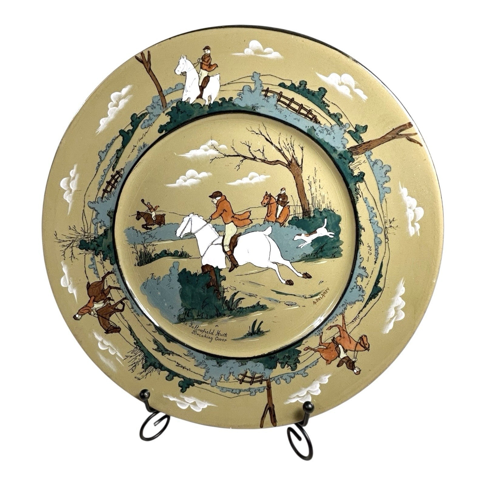 Antique Buffalo Pottery Deldare Ware Plate - Fallowfield Hunt Series