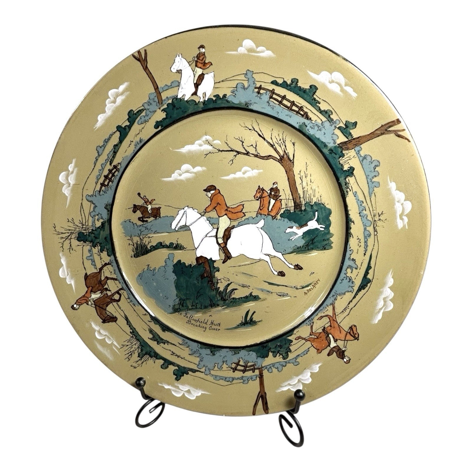 Antique Buffalo Pottery Deldare Ware Plate - Fallowfield Hunt Series