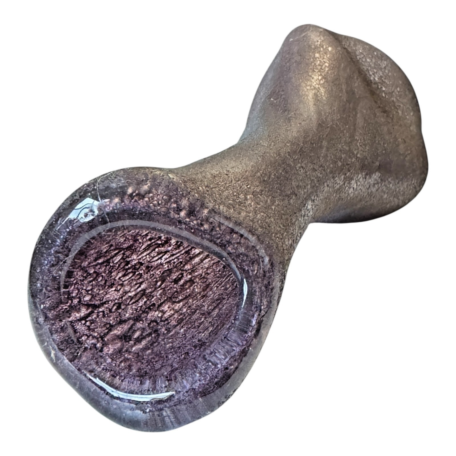 Vintage Mid-Century Modern Amethyst Purple Textured Art Glass Pinched Vase
