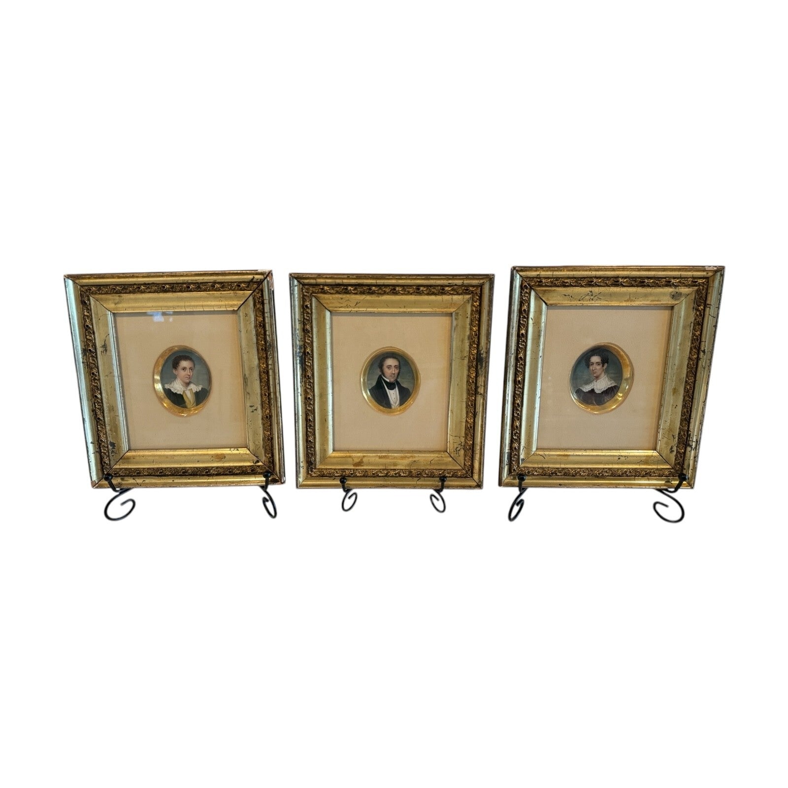 Antique Rare Miniature Portraits Thomas Birkey Family of Maryland (Set of 3)
