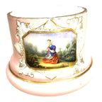 Antique Victorian Biedermeier Portrait Opaline Opal Glass Container
