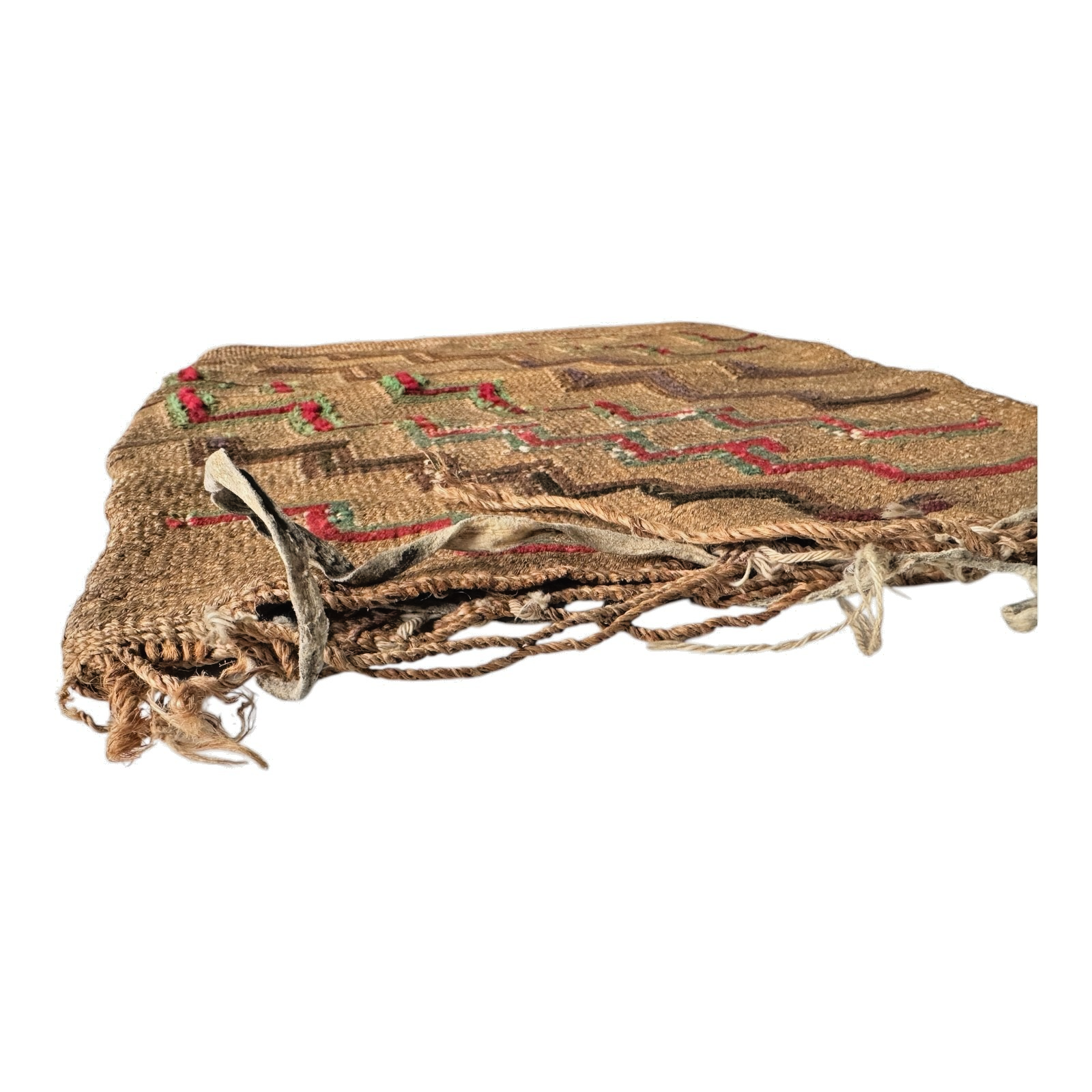 Antique Native American Plateau Nez Perce Double Sided Corn Husk Flat Bag