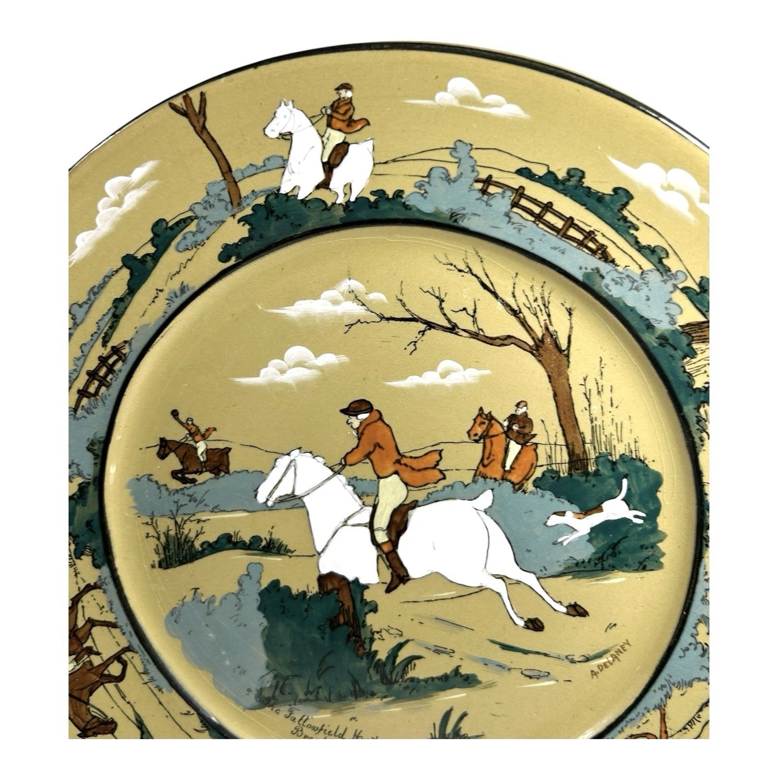 Antique Buffalo Pottery Deldare Ware Plate - Fallowfield Hunt Series