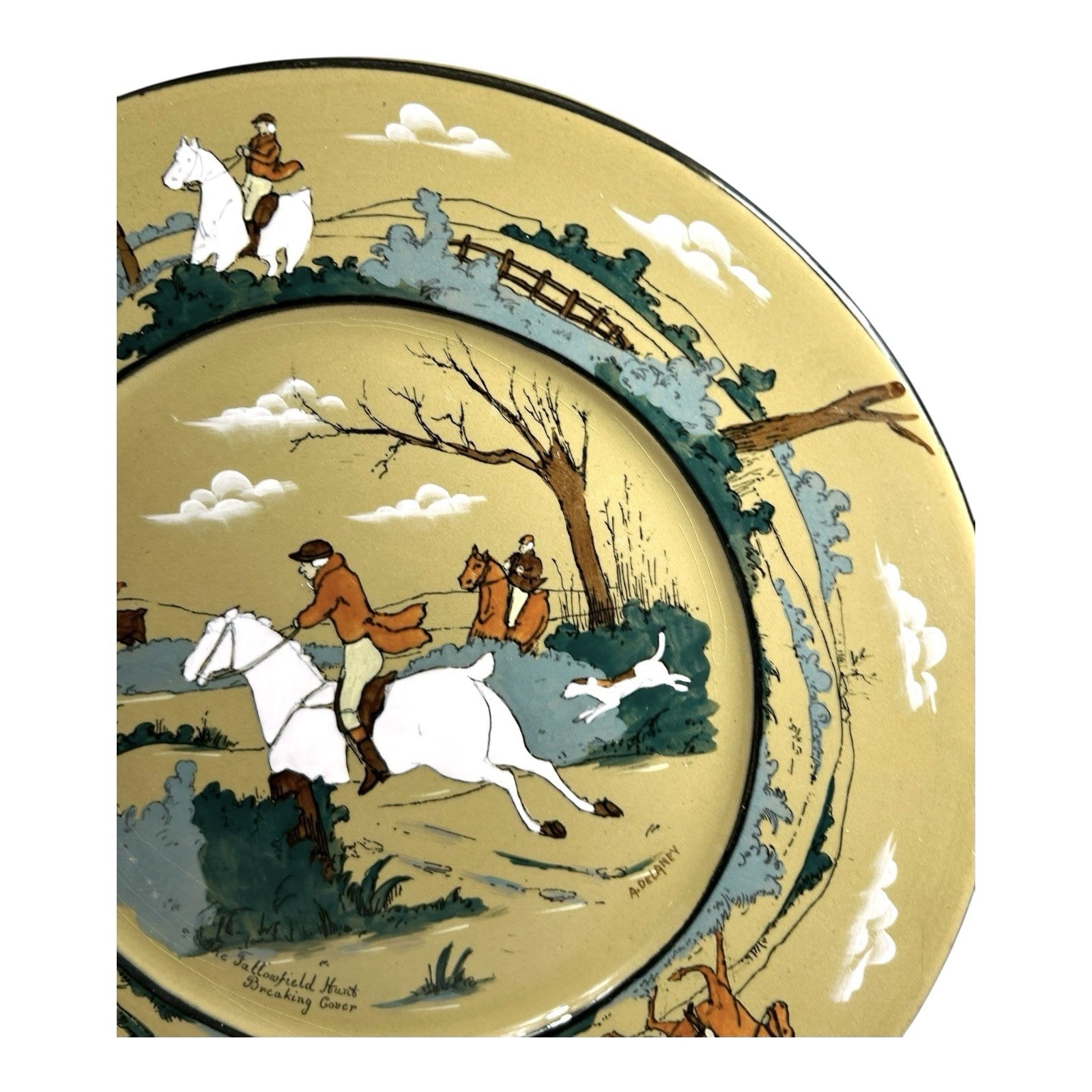 Antique Buffalo Pottery Deldare Ware Plate - Fallowfield Hunt Series